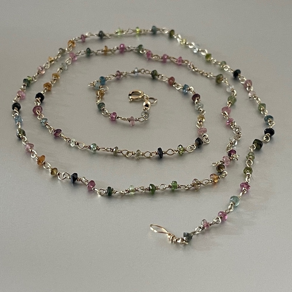 Multi  gemstones gold filled chain.